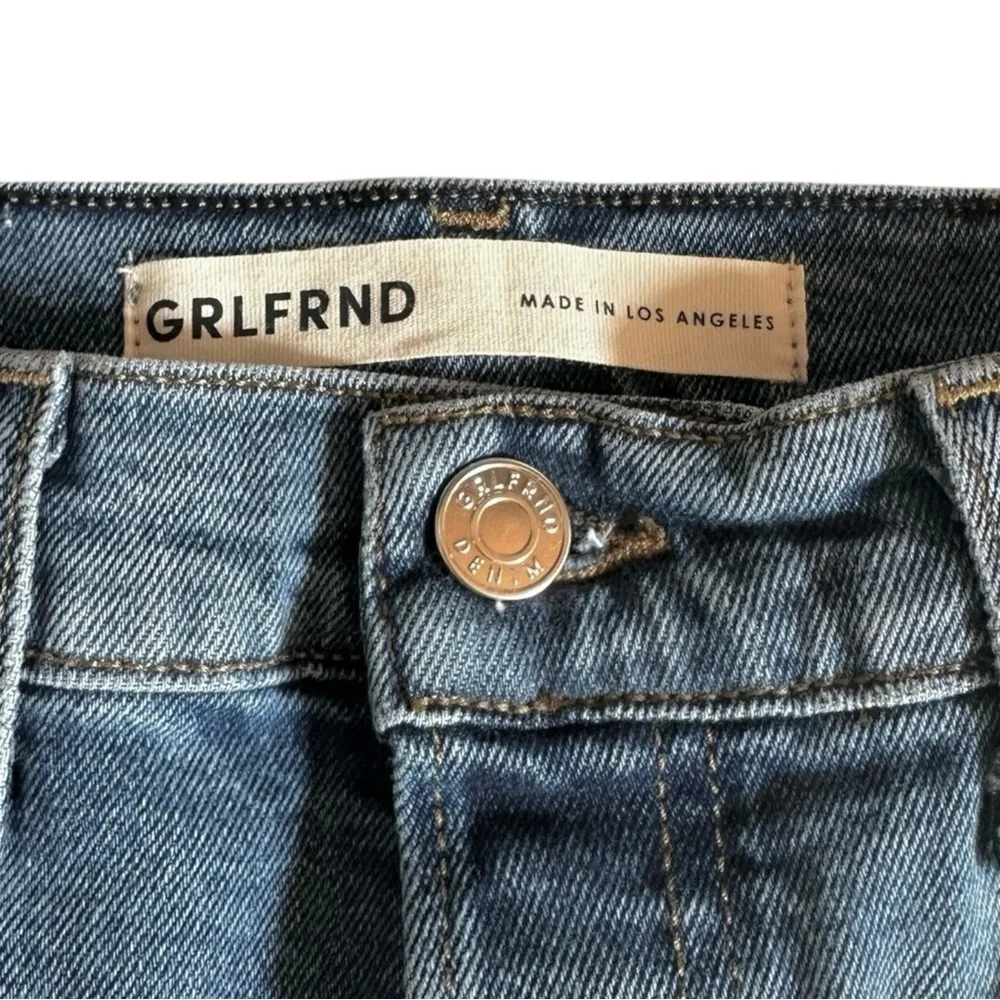 GRLFRND Piper High Rise Straight Jeans Prospect Park Wash Size 27 Distressed NWT
